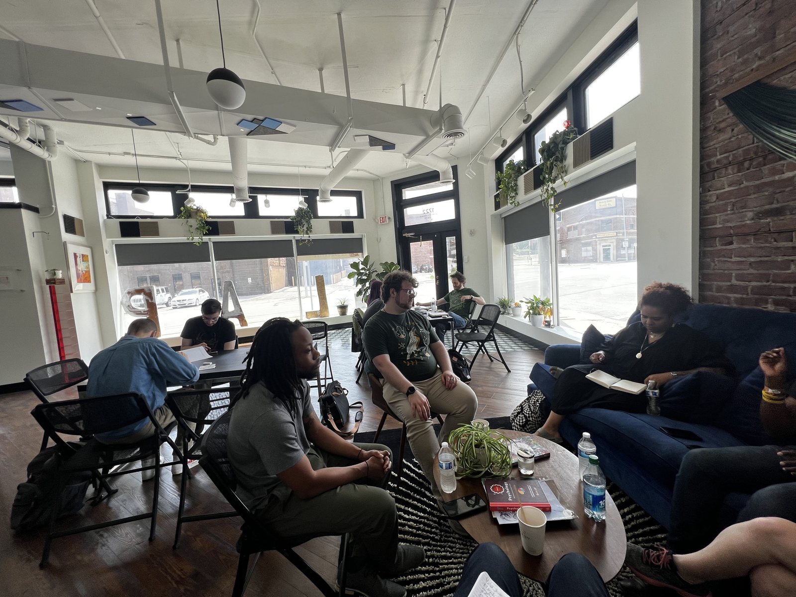 A meeting circle by the windows